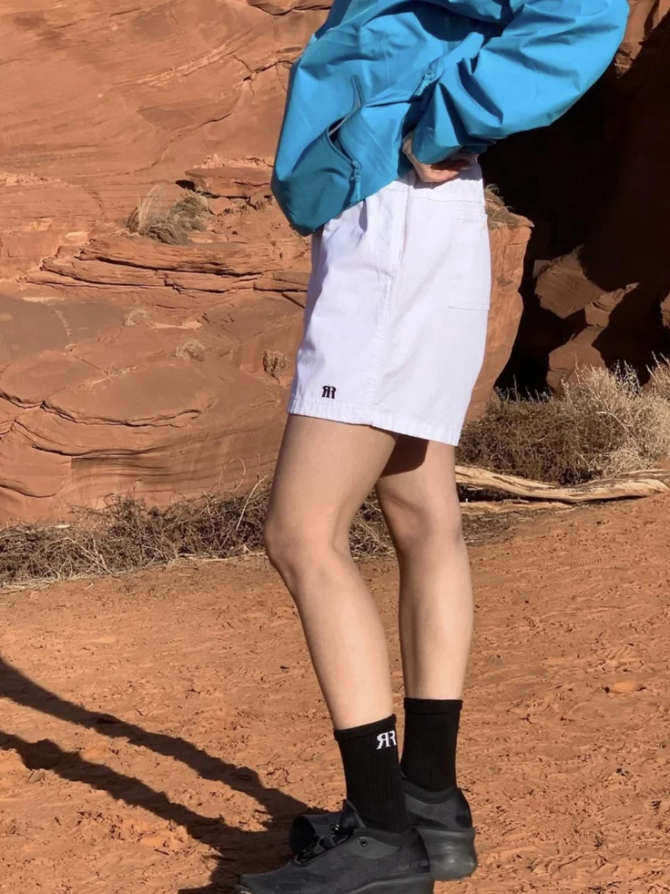 FARVEN Casual Embroidered White Sports Pants Women's Straight Leg ort orts High Waist Cotton Blend Summer Commute Sle