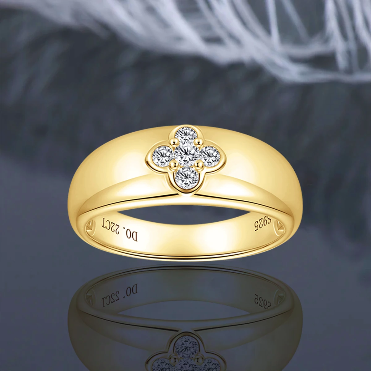 IOGOU 2.5mm&2.2mm Moissanite Chunky Ring for Women 925 Silver Clover Flower Rings Lucky Finger Charm Bands 2025 Trendy Jewerlry