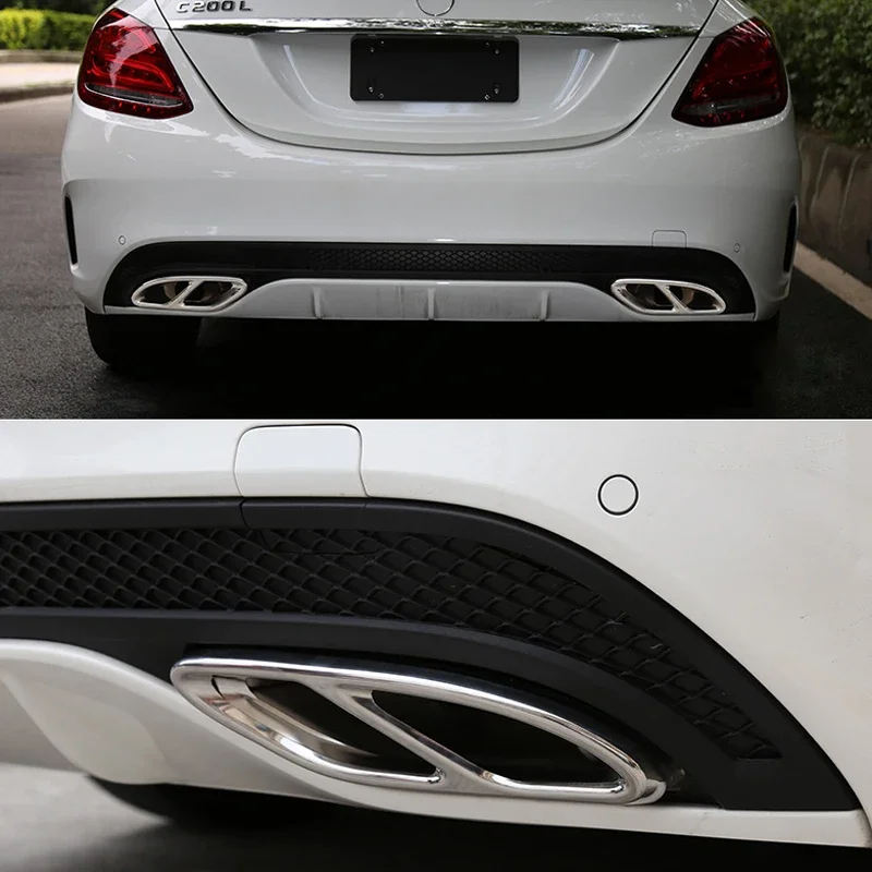 

For Mercedes Benz A B C E GLC GLE Class W176 W246 W205 W213 AMG Car Styling Stainless Steel Exhaust Pipe Cover Trim