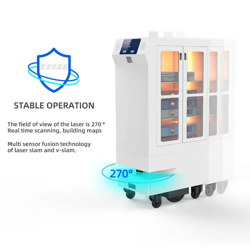 Longermay New Arrive Hotel Food Robot Coffee Shop Restaurant Waiter Server Robot Car for Office Building Service