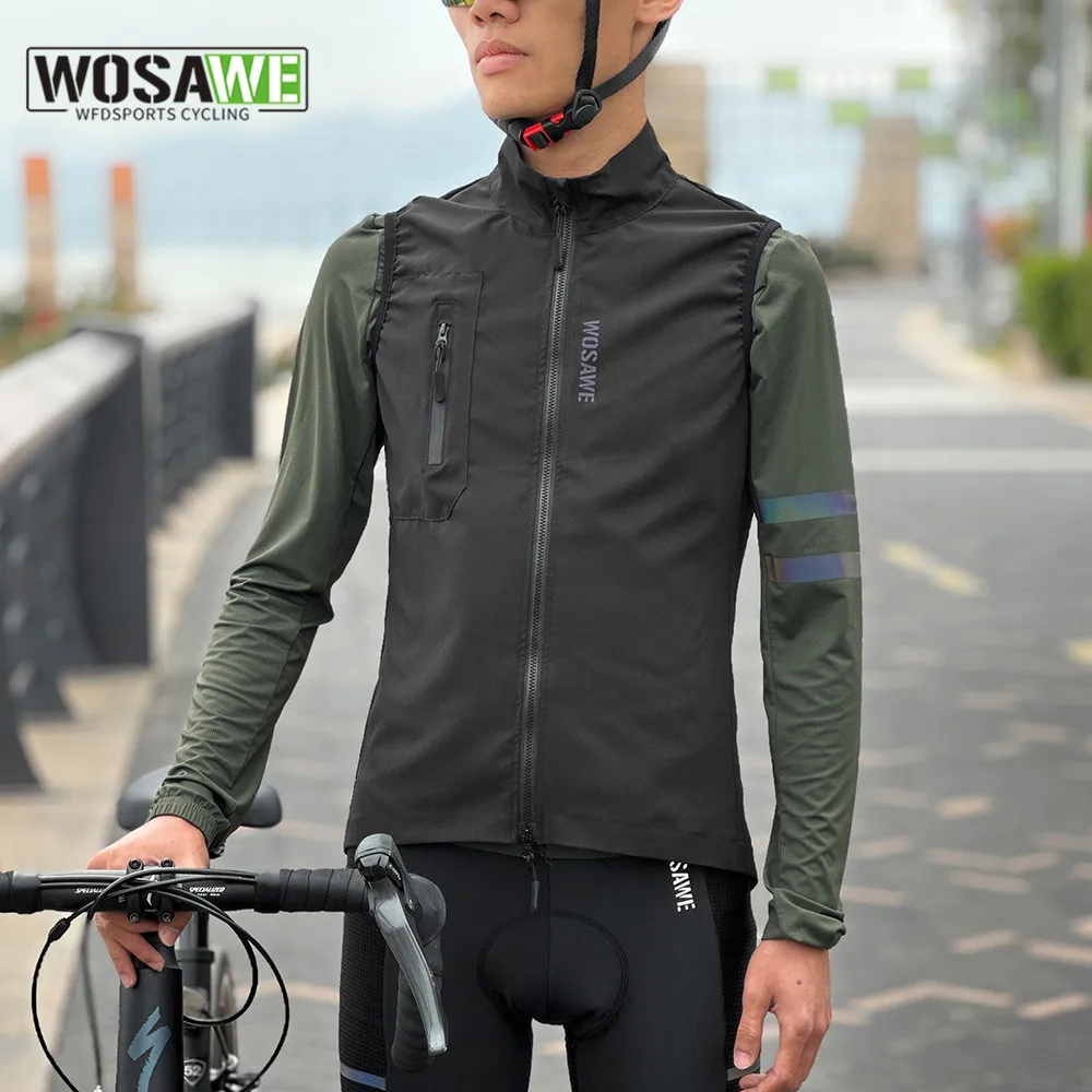 WOSAWE Pro Lightweight Windproof Cycling Gilet Man\'s Cycling Windbreaker Vest Breathable and Easy To Carry