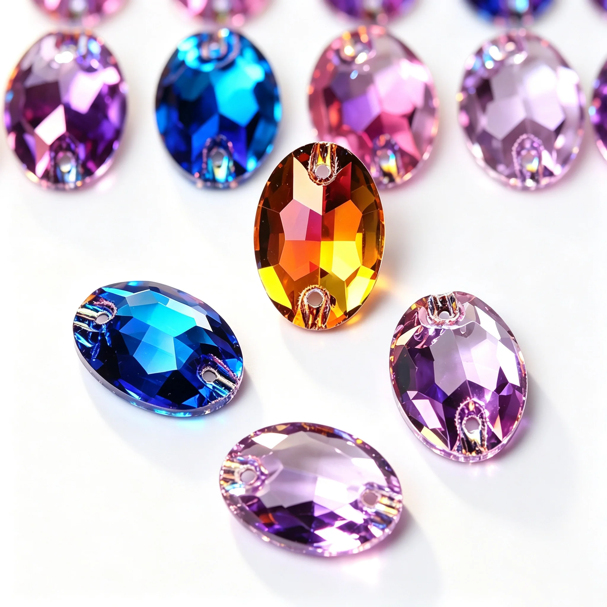 PUBRILEX 3210 Rivoli 7x10 11x16 17x24mm All Color Sew On Crystal Glass Stones Chamfer Needlework Applique Clothing Accessories