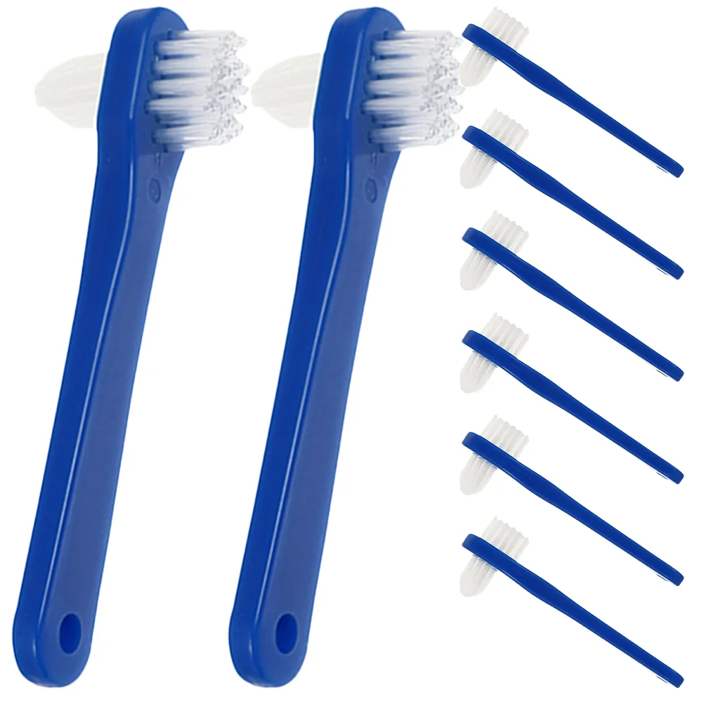 8 Pcs Toothbrush Double-ended Denture Dental Multi-functional Mini Household Manual Blue Creative