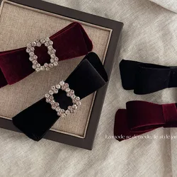 Korean Hair Accessories Korean Edition Headwear 2023 New Jewelry INS Wind Spring Clip Black Wine Red Diamond Velvet Hair Clip