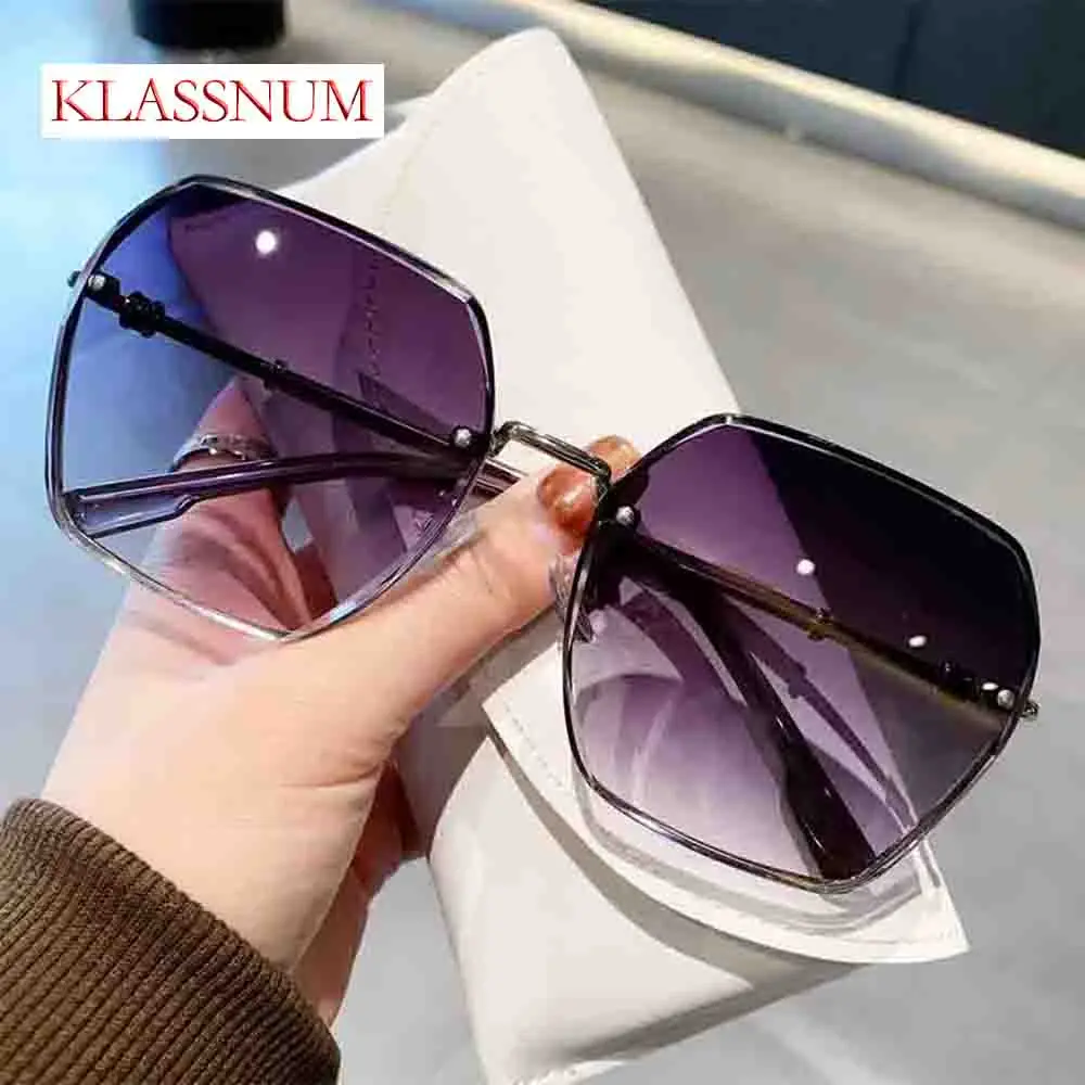 

KLASSNUM Fashion Brand Design Irregular Sunglasses Women Men Outdoor Gradient Lens Sun Glasses Female Square Oversized Shades