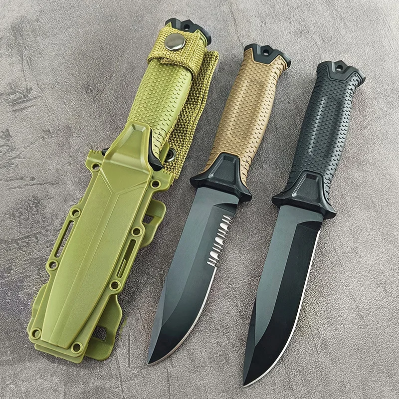 

Self-defense Fixed Blade Tactical Camping Knife Hunting Pocket Military Knives Black Coating Blade W/ Sheath Tied on Legs