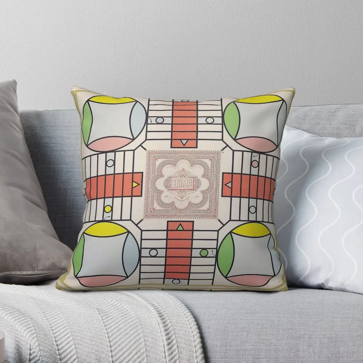 

Parcheesi Board Game Pillowcase Polyester Linen Velvet Pattern Zip Decorative Pillow Case Bed Cushion Cover