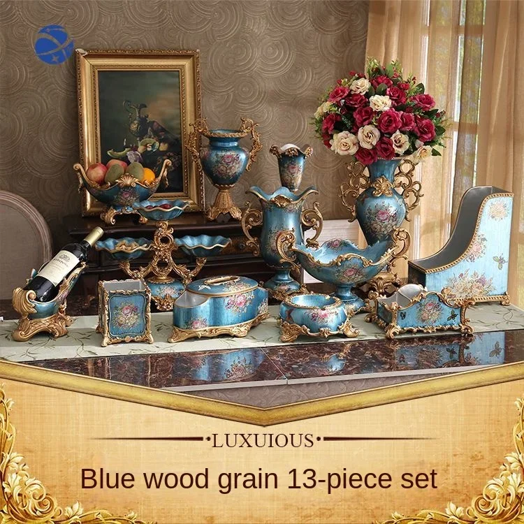 Multifunction European Home Decor Set Resin Crafts Jarron Estilo Nordico Luxury Royal Design Decorative Sets For House