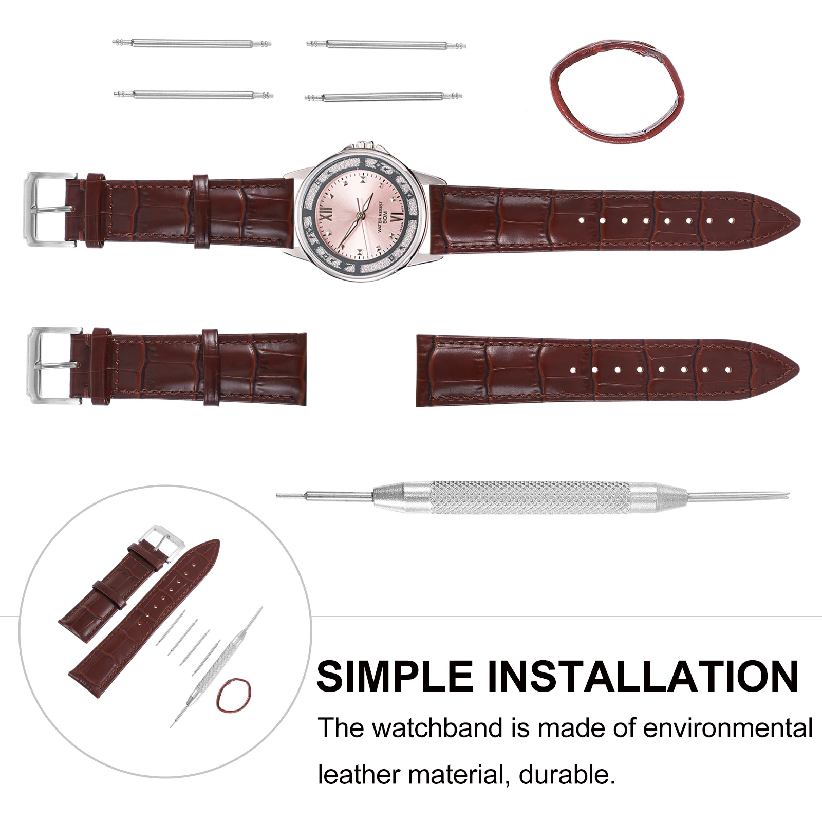 

1 set Head Layer Watch Band Replacement Strap For Men Women Comfortable Wristband Party Daily Wear Watch Accessory Band