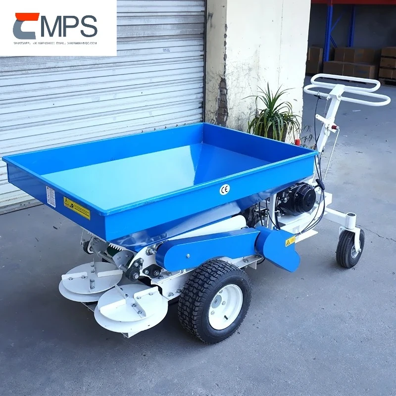 Hot Sales Self-propelled compost spreader Double disc lawn spreader Wide-area rotary garden fertilizer spreader