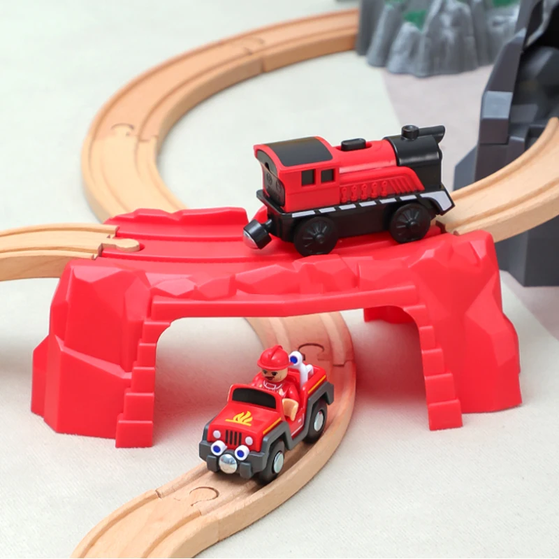 Bulk Train Track Scene Accessories Red Curved Bridge Pier Assembly Game Compatible With Electric Train Boys' Toys S29-7
