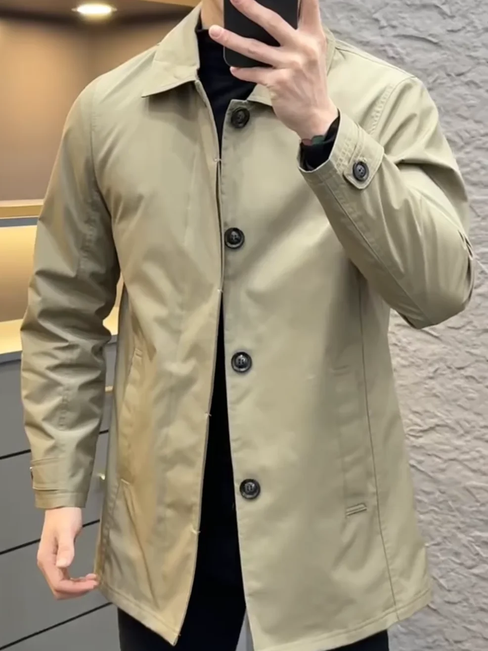 

KK6 Men's Versatile Long Stand Windproof Jaet Casual Simple Luxury Outerwear Cool Spring Autumn Faion Urban Sle