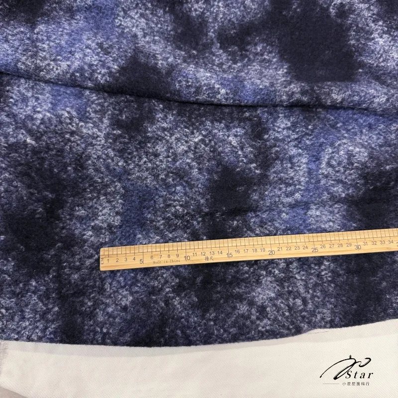 Donkerblauwe sterrenhemel jacquard gebreide wollen stof verdikte trui sjaal jas licht elastische wol herfst- en winterstof