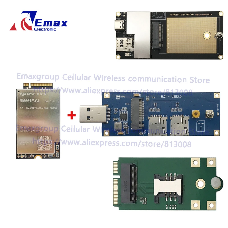 Free ship New Quectel RM551E-GL 5G Sub-6 GHz & mmWave Module RM551EGL00AA-8M8-SGASA M.2 IoT/ eMBB Global Version Adapter Option