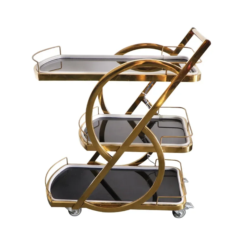 

Bar Luminous Trolley Night KTV Three-Layer LED Stainless Steel Cake Trolley