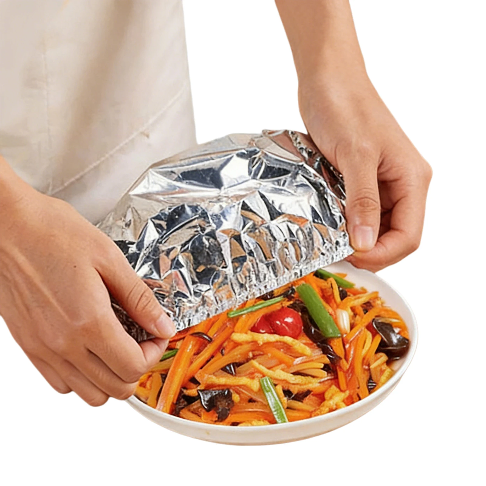 Reusable Aluminum Foil Food Covers Tin Foil Food Insulation Cover Fits Various Dish Shapes Elastic Bowl Covers