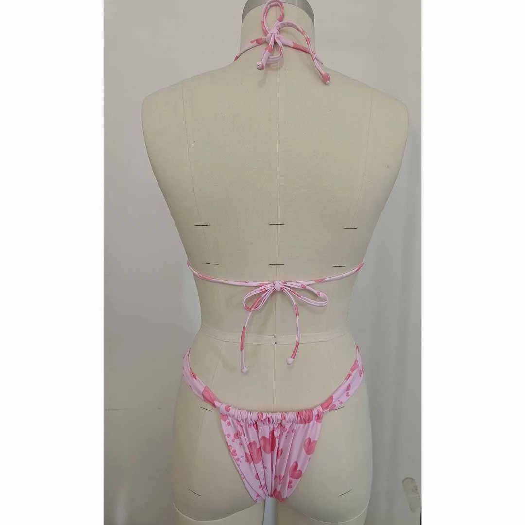 XS - XL, Bikini mit Blumenmuster und hohem Beinausschnitt, Damen-Badeanzug, zweiteiliges Bikini-Set, Badebekleidung, Badeanzug, Modell V6531. – Detail 17