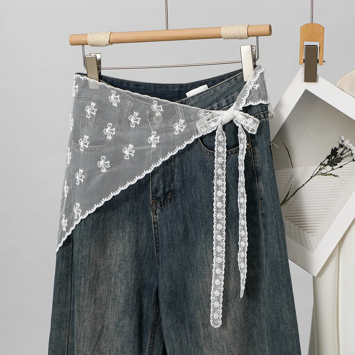 

New Lace Triangle Scarf Bow Hollow out Half Skirt Women's Spring Summer Layered Tulle Skirt Versatile Korean Style Short Skirt