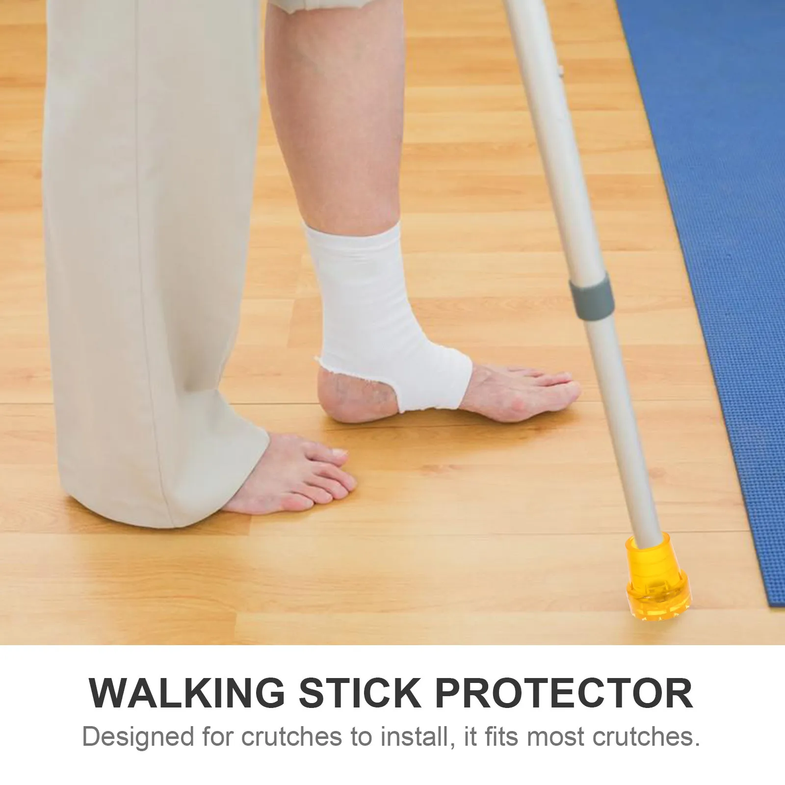 6Pcs Wear-Resistant Rubber Crutch Tip Cover Non-Skid Cane Accessory Walking Stick Protector Lightweight Sturdy Decorative Pad