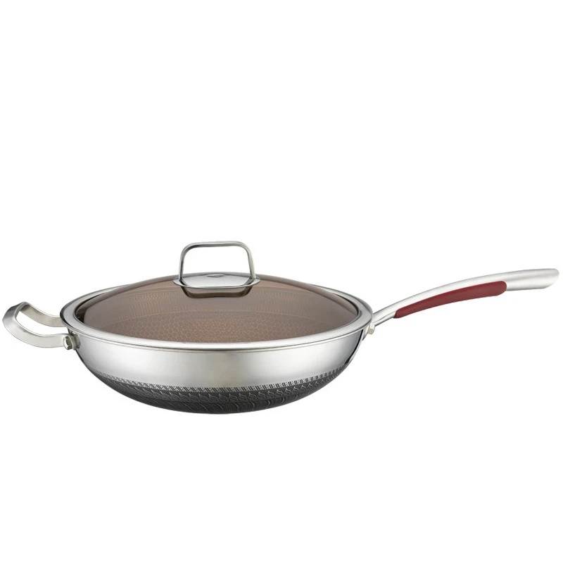 

Stainless Steel, Shovel Resistant Non-Stick Wok, Glass Lid