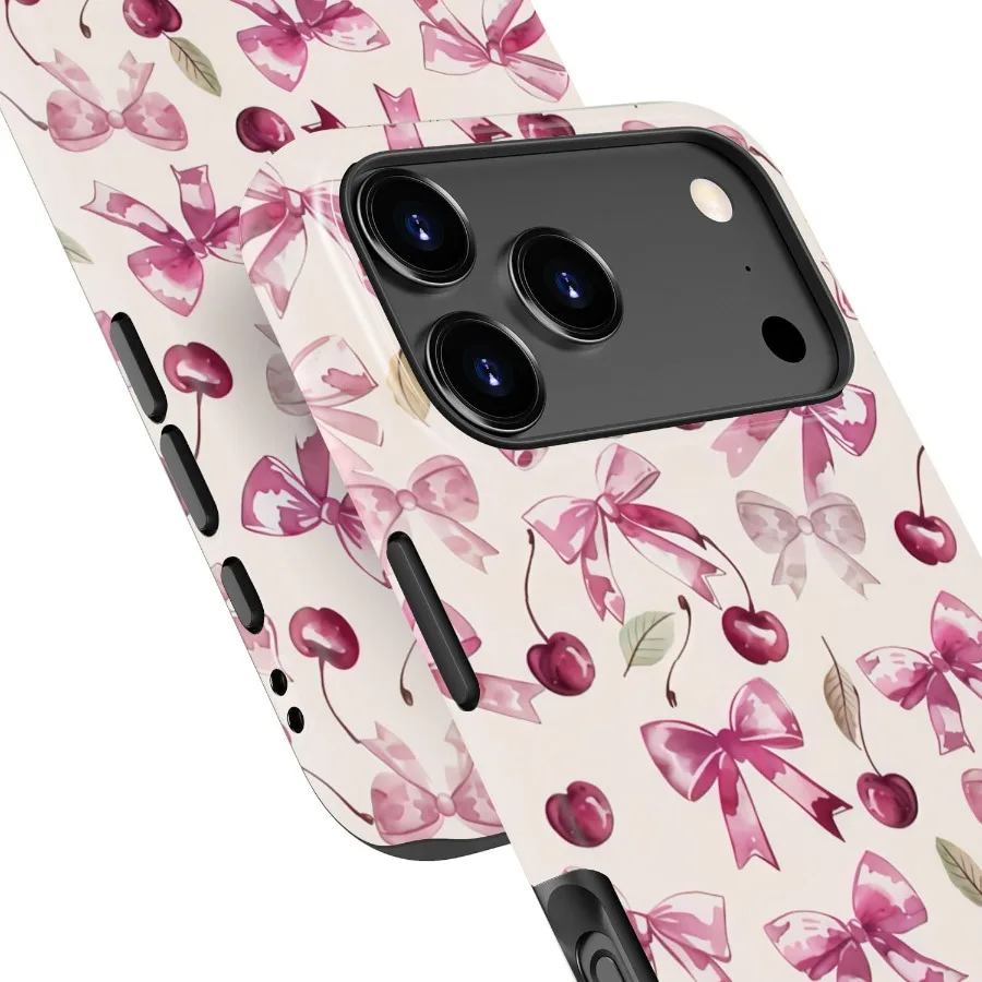 귀여운 미학적 디자인의 아이폰 17 프로 맥스용 보호 케이스 - 무선 충전 호환, 이중 레이어 하드 쉘 및 소프트