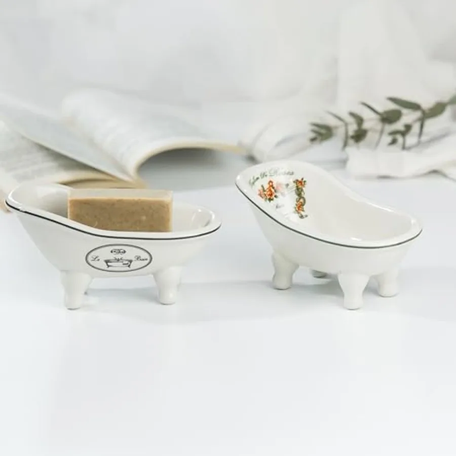 1 قطعة 5.6 السيراميك البسيطة Clawfoot النعال حوض الاستحمام صحن الصابون خمر طبق الصابون الزخرفية