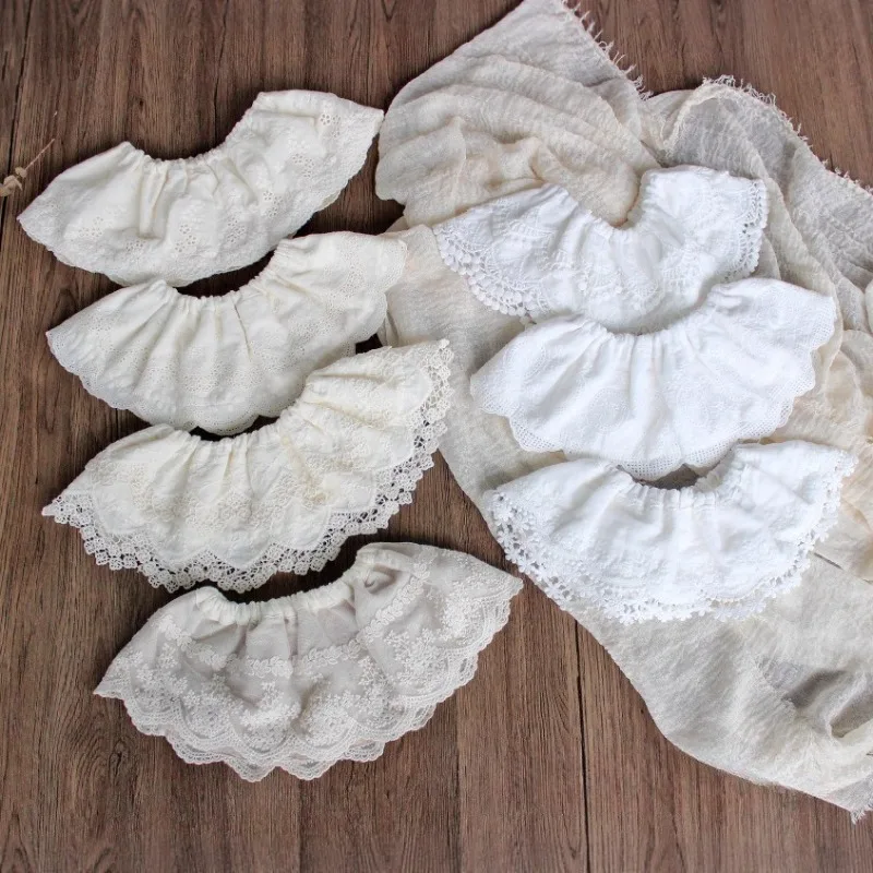 Babero de bebé vintage chino-francés: cuello de encaje bordado, banda elástica 100% algodón agradable para la piel, elegante para niñas