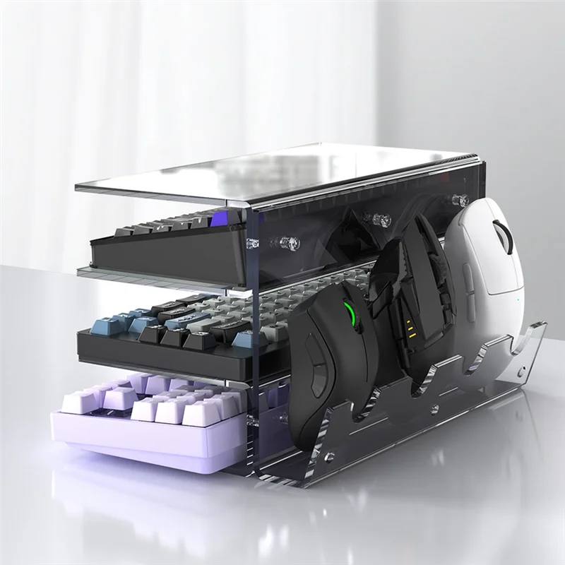 

B47C Подставка для клавиатуры Акриловая 3-х уровневая подставка Рамка для клавиатуры Подставка-держатель для выставки Прозрачная