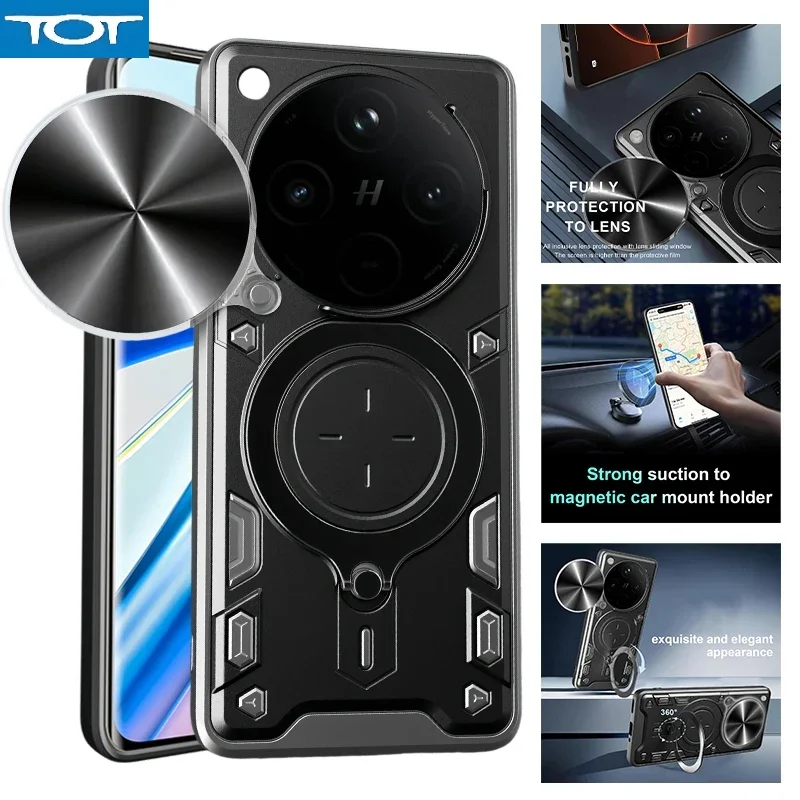 

For OPPO Find X8 Pro Case Slide Camera Lens Armor Phone Case For Oppo Find X8 X8Pro Car Magnetic Ring Stand Holder Back Cover