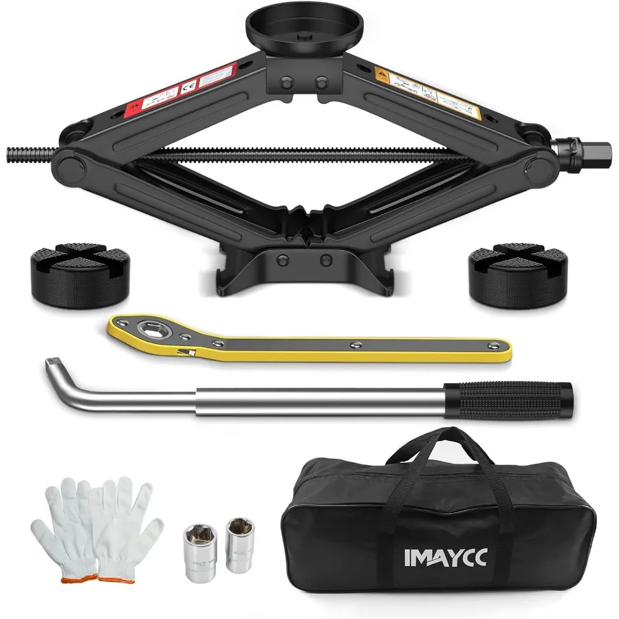 

Universal Scissor Jack 2 Ton 5.116.9 Lifting Range Heavy Duty Car Jack Kit with Jack Pad Portable Tire Changing Kit with Lug Wr