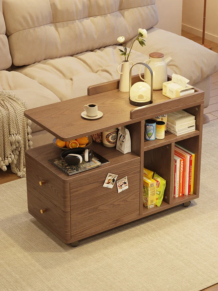 Solid wood edge few Modern living room removable storage cabinet Household sofa side cabinet