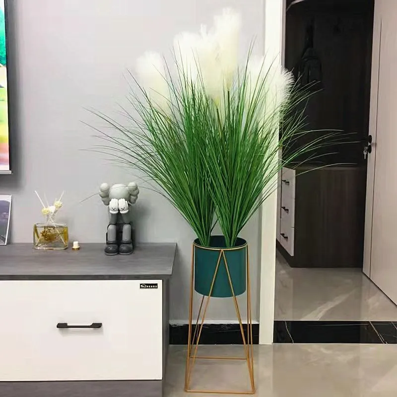 90CM 5Fork Large Artificial Reed Grass Plants Plastic White Wedding Flower DIY Material Office Home Decoration Accessories
