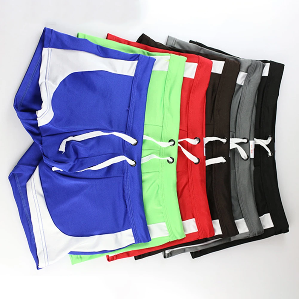 Black White Color Matching Men Drawstring Stretch Beachwear Swim Shorts Boxers Shorts Swimming Pant Man Swimwear