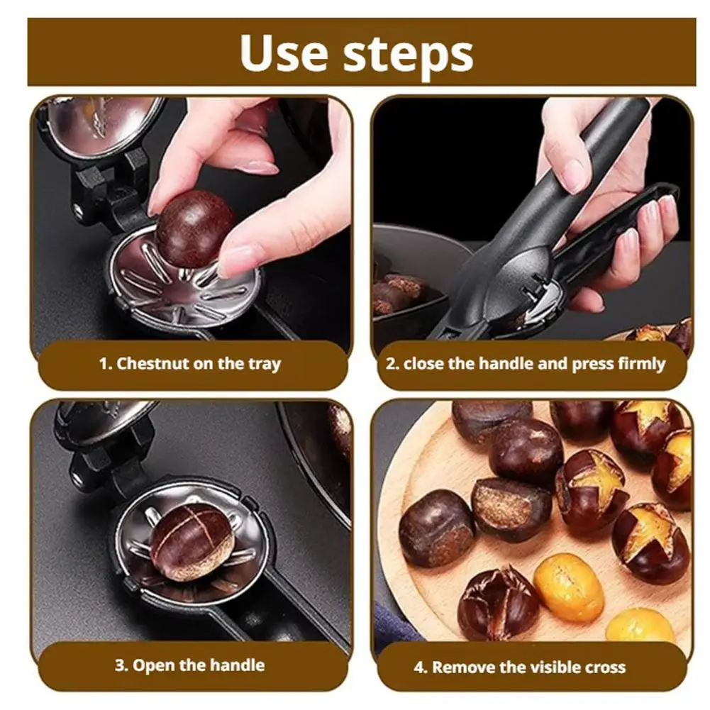 Щелкунчик, зажим для каштана, открывалка для каштана с перекрестным ртом, зажим для каштанов, инструмент для резки каштана из нержавеющей стали с нескользящей ручкой