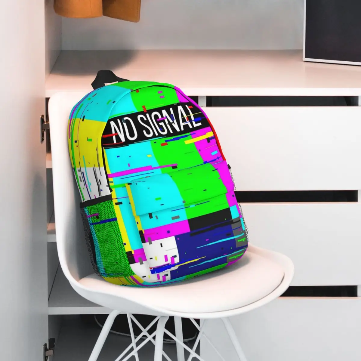 Cartoon TV Bars Signal Error Backpack Student BookBag Kids School Bag Computer Shoulder Bags for Men Women