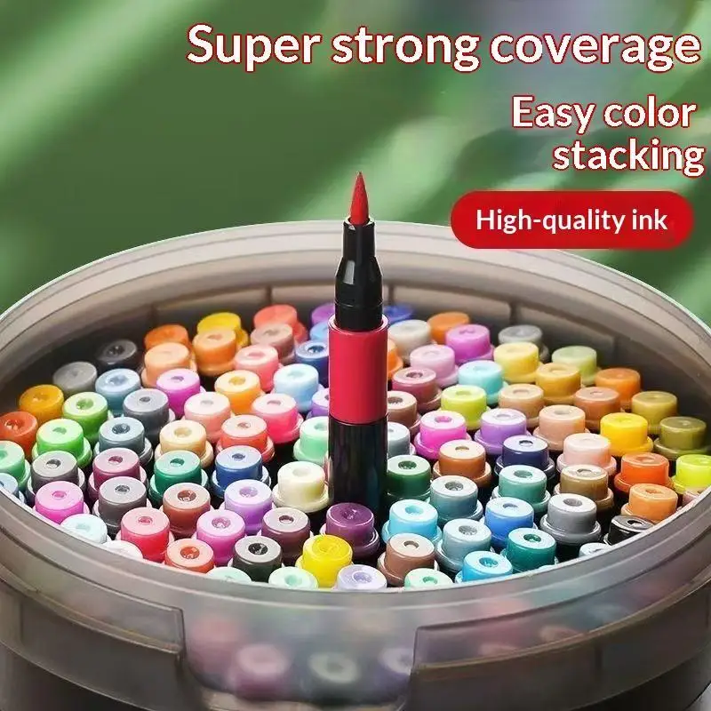 Acrylic Paint Markers 120 Colors Soft Tip Non Toxic Fast Drying Ink for Fabric Painting Custom Clothes Bag Design DIY