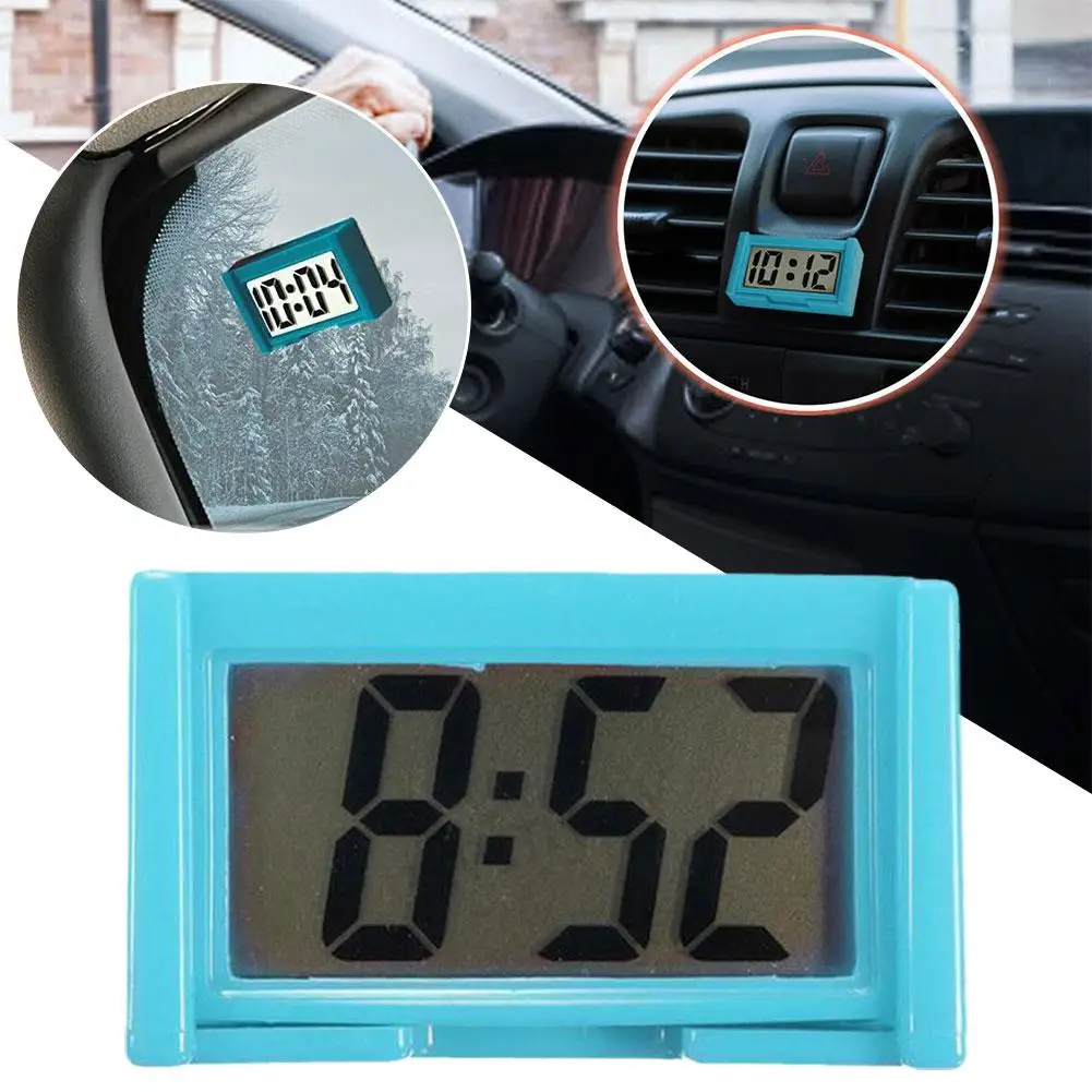 Car Dashboard Digital Clock Mini LCD Time Date Display Office Self-Adhesive Home Decoration Desktop Accessories Car Clock A X3O2