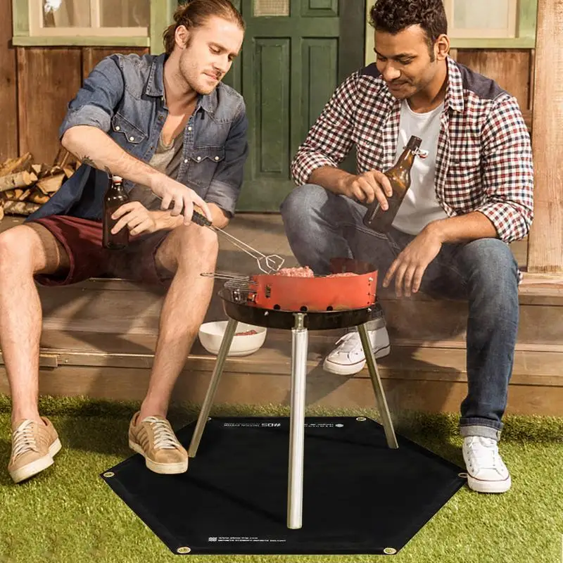 Portable Fire-proof Mat Outdoor barbecue camping double-sided silicone glass fiber cloth Fire resistant and flame retardant mat