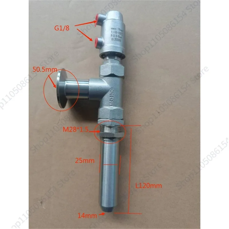 ملحقات آلة التعبئة الخطية الفولاذ المقاوم للصدأ المضادة للتنقيط DN15 صمام تعبئة هوائي فوهة التفريغ رأس تعبئة السائل #4