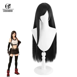 ROLECOS Final Fantasy Tifa Cosplay Wigs Tifa 80cm Long Straight Black Halloween Cos Wig Heat Resistant Synthetic Hair
