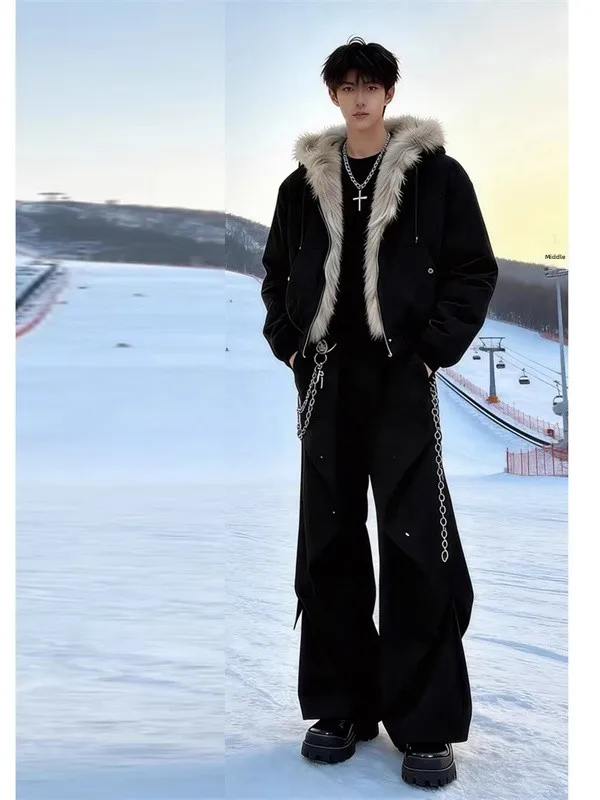 

Мужские плиссированные расклешенные брюки Cleanfit в гонконгском стиле, корейская версия, студенческие, премиум-класса, из плотной ткани, INS Knife Suit P...