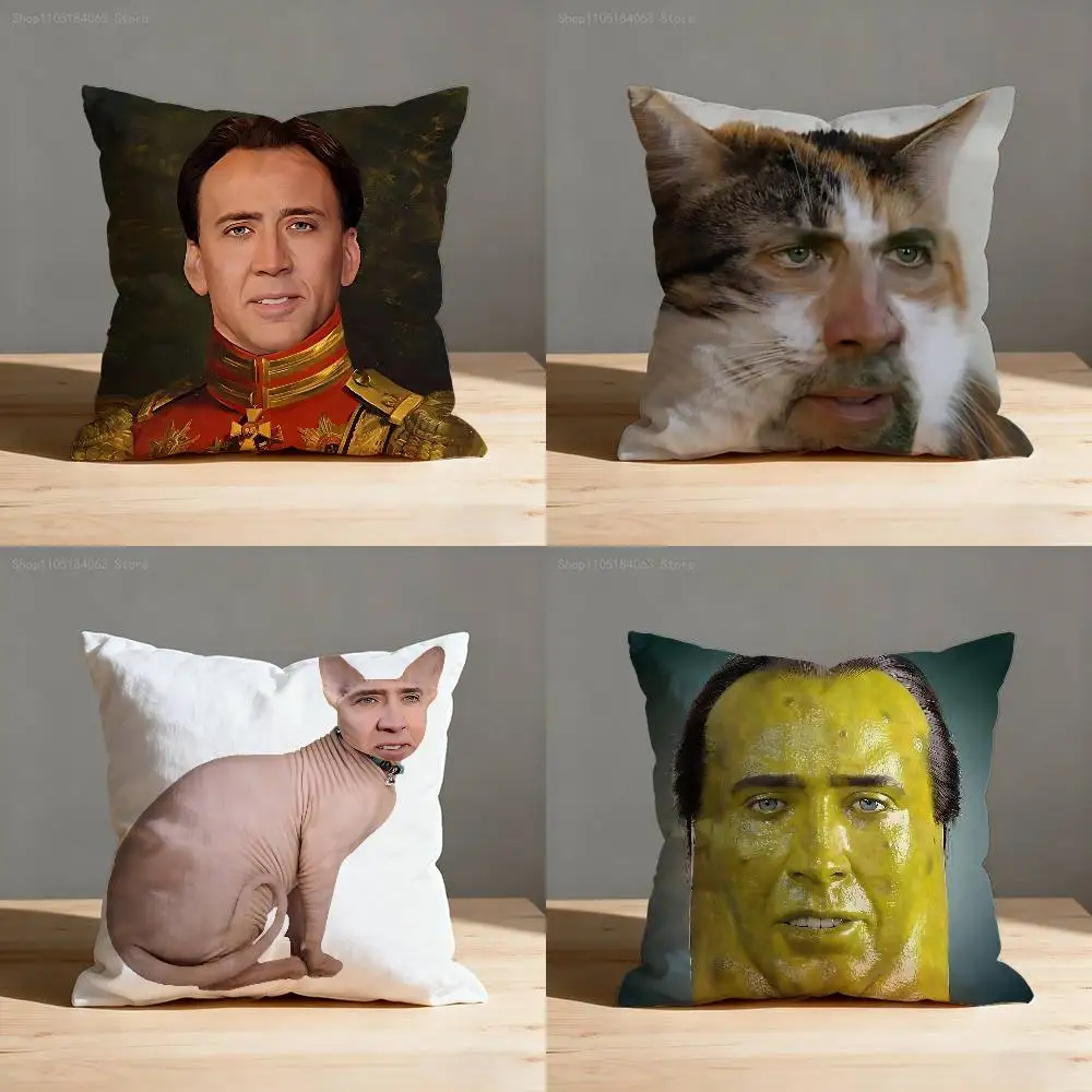 

N-Nicholas C-Cage Meme Throw Pillow Case For 55x55cm 30x30cm 50x50cm 45x45cm 40x40cm Square Chair Pillowcase Case