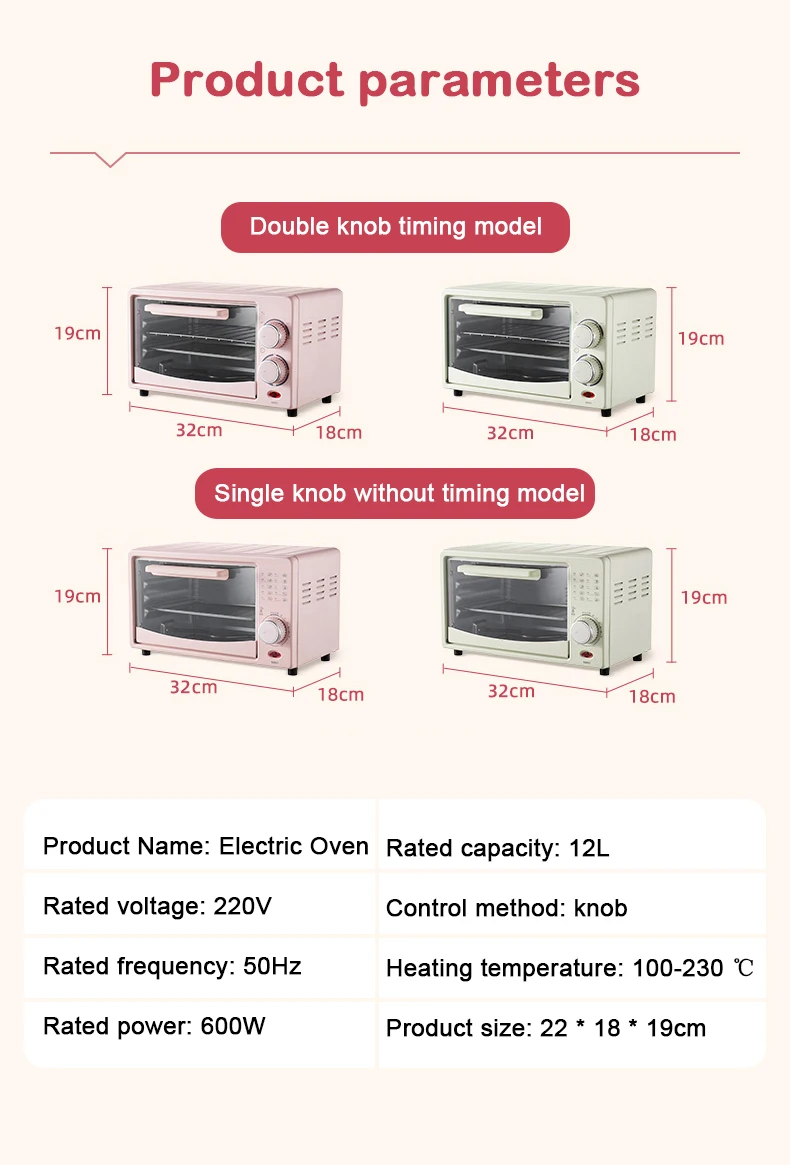 DMWD Mini horno eléctrico multifuncional, tostadora de pan, Pizza, pastel, parrilla para hornear, máquina automática de estufa de pollo tostado, UE,