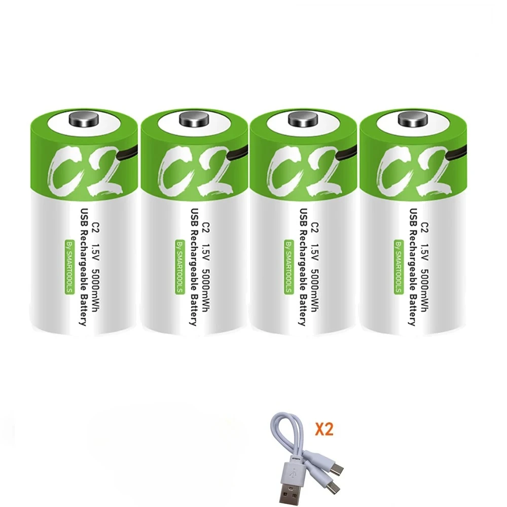 1.5V 5000mWh LR14 C-formaat Li-po oplaadbare batterij Type-C Ultrasnel USB-opladen lithiumbatterij voor zaklamp gasfornuis