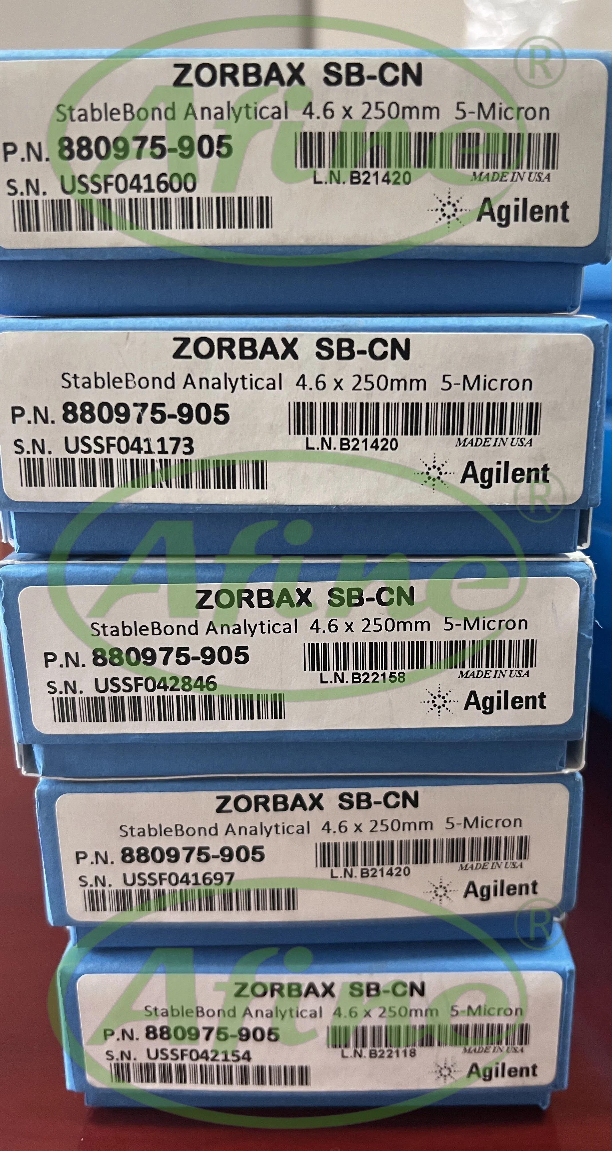 

AFINE Agilent ZORBAX for NP/SFC,880975-905,883975-906,883975-914,StableBond CN Columns,4.6 x 250 mm,5 µm,400 bar,SB-C8,SB-AQ