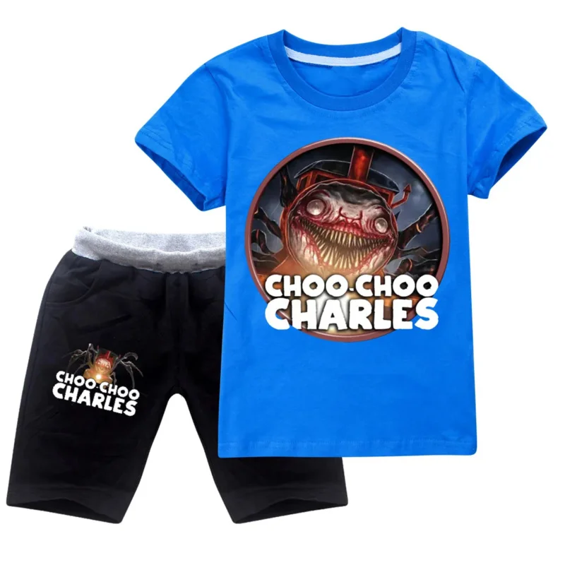 Choo-Choo Charles Cosplay T-shirt à manches courtes pour garçons et filles, ensembles d'objectifs, tenues décontractées pour bébés, vêtements d'été Gelkids