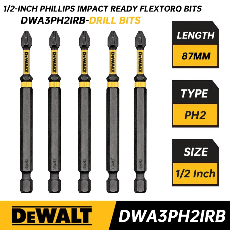 DEWALT DWA3PH2IRB 3-1/2-Inch Phillips Number-2 IMPACT READY FlexTorq Bits Power Tools Accessory Drill Bit Set