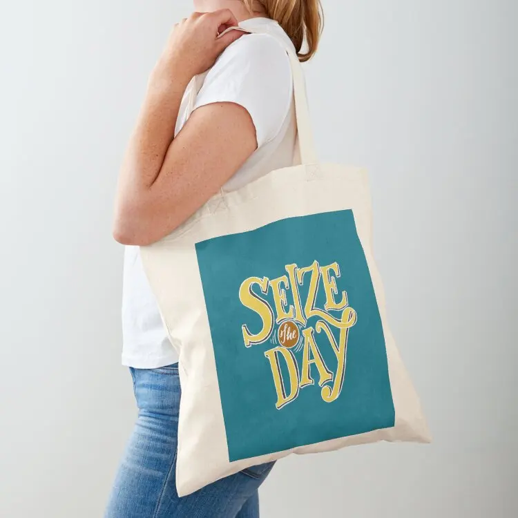 

Seize The Day - Yellow Text Tote Bag bag luxury women large tote bag Shopping bags women
