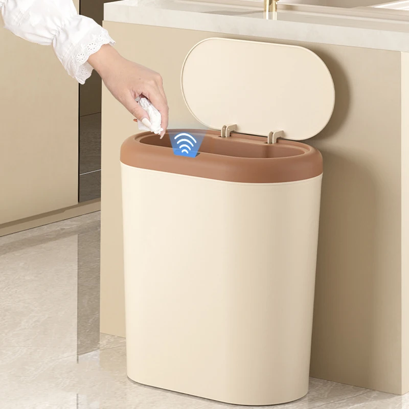 

Новый автоматический сенсорный мусорный бак 15л, бесконтактный умный бак для кухни, ванной комнаты, водонепроницаемое ведро для мусора с крышкой, домашняя мусорная корзина