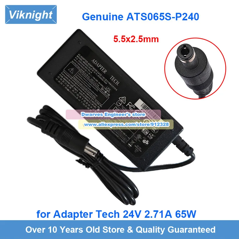 

Genuine ATS065T-P240 AC Adapter ATS065-P241 24V 2.71A Charger for ADAPTER TECH E0002944-0001 5.5x2.5mm
